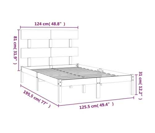 Estructura de cama madera maciza de pino negro 120x200 cm