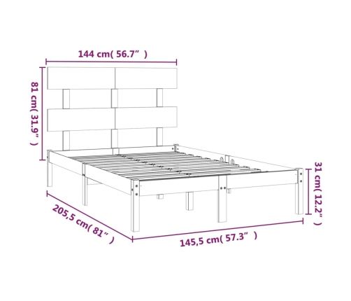 Estructura de cama de madera maciza 140x200 cm