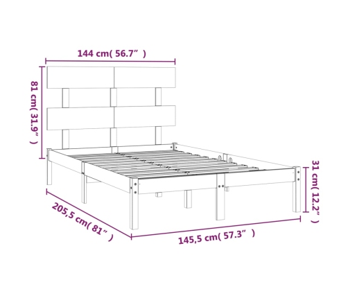 Estructura de cama de madera maciza blanca 140x200 cm