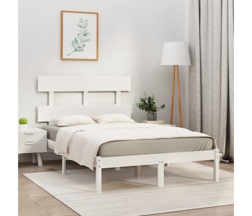 Estructura de cama de madera maciza blanca 140x200 cm