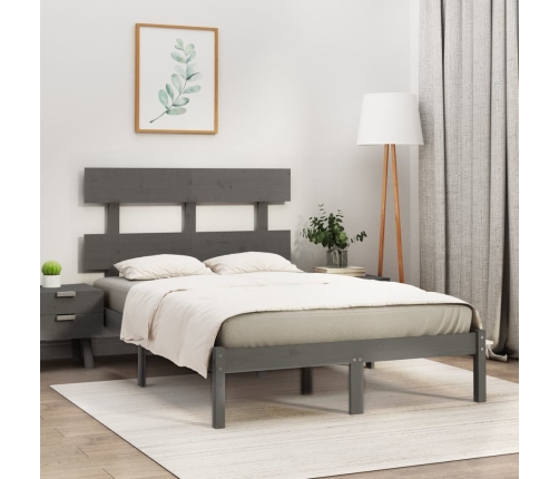 Estructura de cama de madera maciza pino gris 160x200 cm