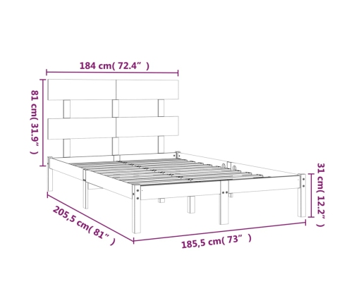 Estructura de cama madera maciza 180x200 cm