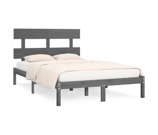 Estructura de cama de madera maciza de pino gris 200x200 cm