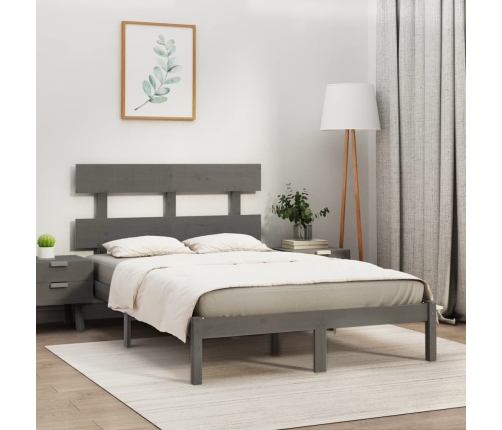 Estructura de cama de madera maciza de pino gris 200x200 cm