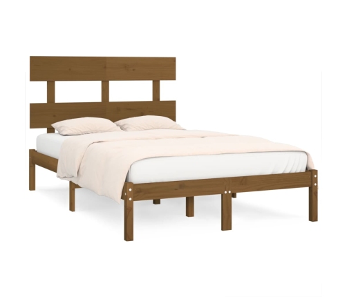 Estructura de cama madera maciza de pino marrón miel 200x200 cm