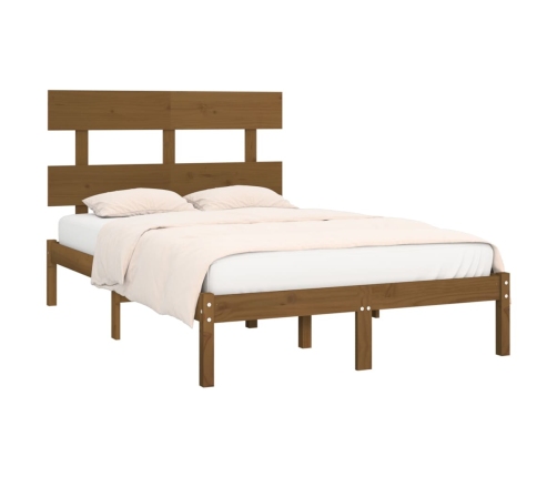 Estructura de cama madera maciza de pino marrón miel 200x200 cm