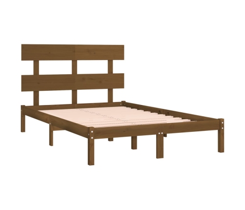 Estructura de cama madera maciza de pino marrón miel 200x200 cm