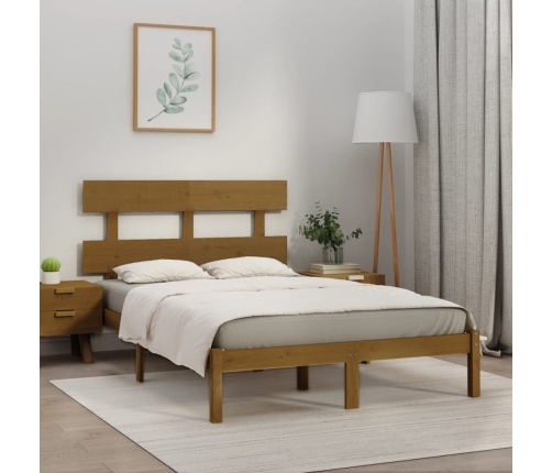 Estructura de cama madera maciza de pino marrón miel 200x200 cm