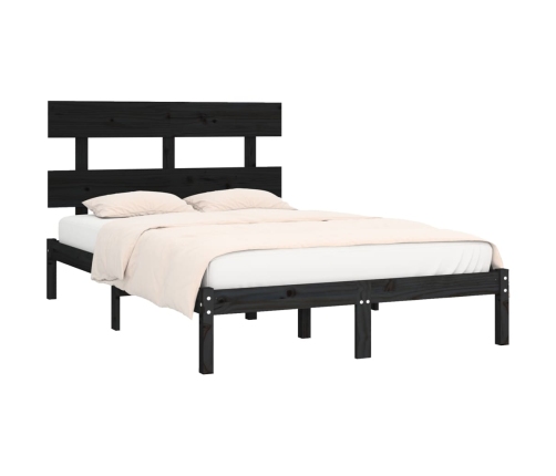 Estructura de cama de madera maciza de pino negra 200x200 cm