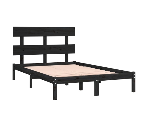 Estructura de cama de madera maciza de pino negra 200x200 cm