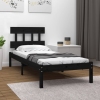 Estructura de cama madera maciza individual negra 75x190 cm