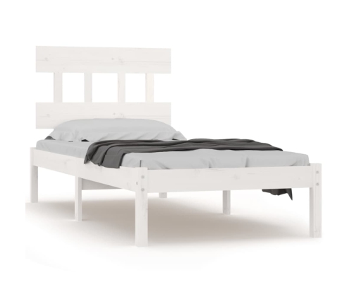 Estructura de cama individual madera maciza blanco 90x190 cm