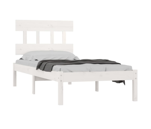 Estructura de cama individual madera maciza blanco 90x190 cm