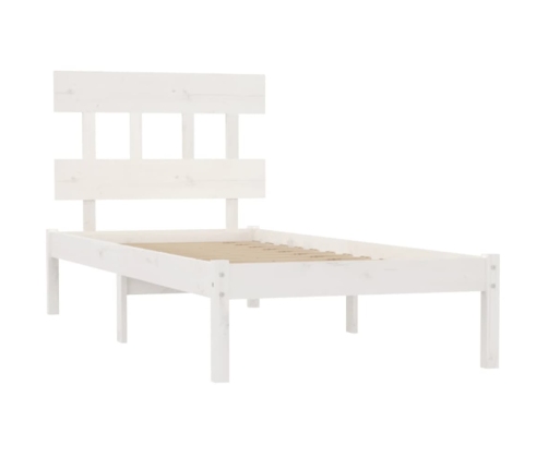 Estructura de cama individual madera maciza blanco 90x190 cm