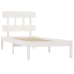 Estructura de cama individual madera maciza blanco 90x190 cm