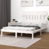 Estructura de cama doble pequeña madera maciza blanca 120x190cm