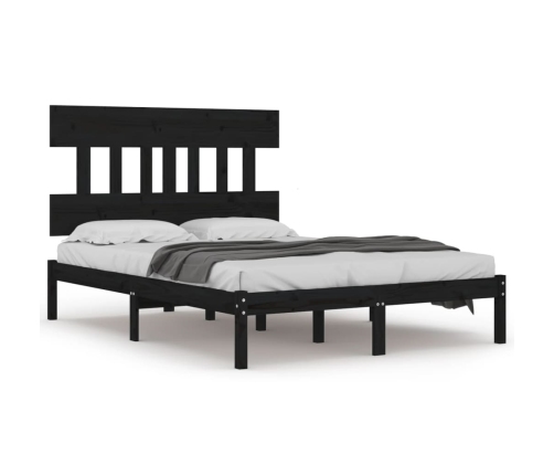 Estructura de cama madera maciza negra 120x190 cm