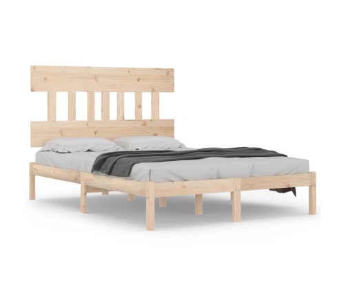 Estructura de cama de matrimonio madera maciza 135x190 cm