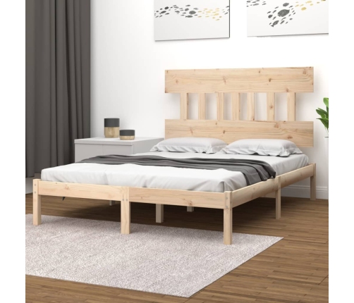 Estructura de cama de matrimonio madera maciza 135x190 cm