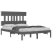 Estructura de cama madera maciza gris doble 135x190 cm