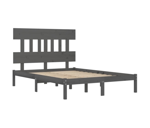 Estructura de cama madera maciza gris doble 135x190 cm