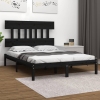 Estructura de cama doble madera maciza negra 135x190 cm