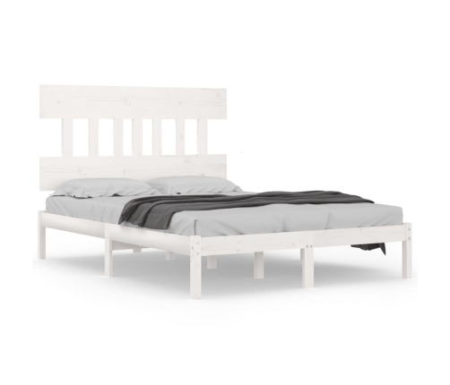 Estructura de cama de madera maciza blanca 140x190 cm