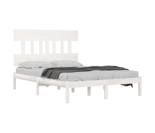 Estructura de cama de madera maciza blanca 140x190 cm