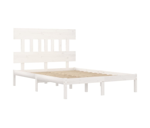 Estructura de cama de madera maciza blanca 140x190 cm