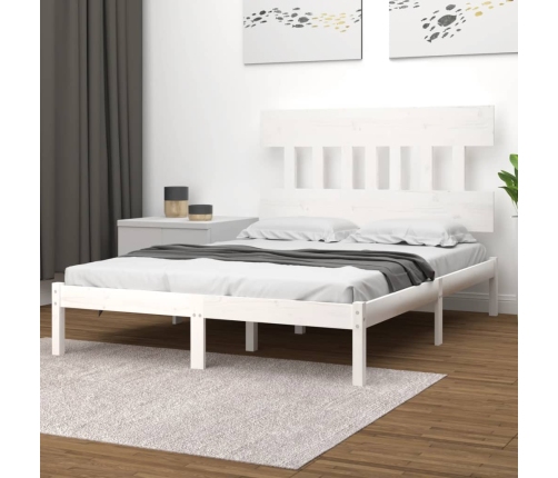 Estructura de cama de madera maciza blanca 140x190 cm