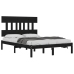 Estructura de cama de madera maciza negra 140x190 cm