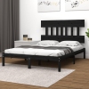 Estructura de cama de madera maciza negra 140x190 cm