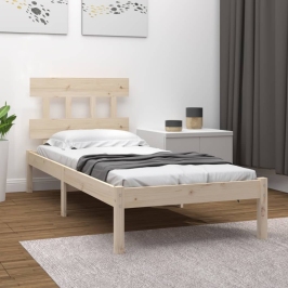 Estructura de cama individual madera maciza 90x200 cm