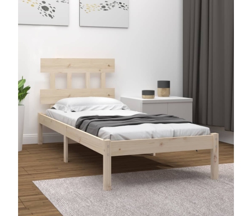 Estructura de cama individual madera maciza 90x200 cm