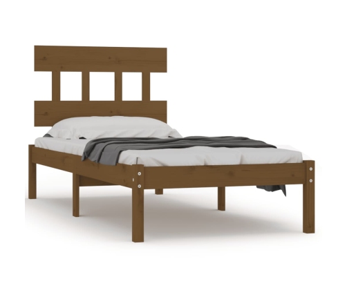 Estructura de cama madera maciza marrón miel 100x200 cm