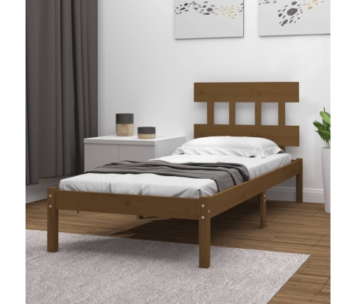 Estructura de cama madera maciza marrón miel 100x200 cm