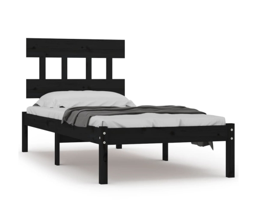 Estructura de cama madera maciza negra 100x200 cm