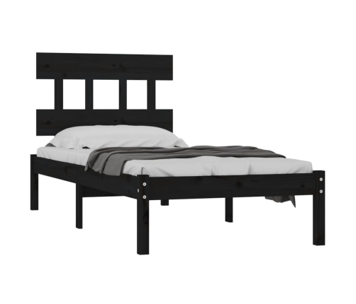 Estructura de cama madera maciza negra 100x200 cm