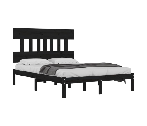 Estructura de cama madera maciza negra 120x200 cm