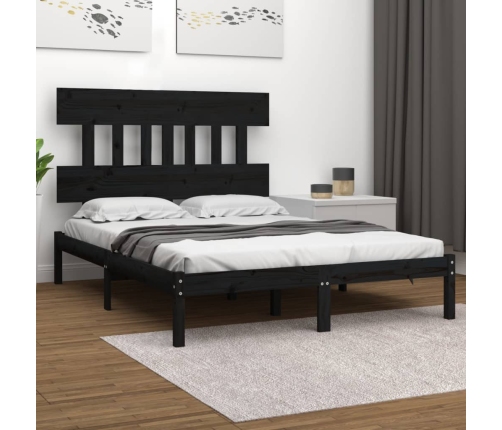 Estructura de cama madera maciza negra 120x200 cm