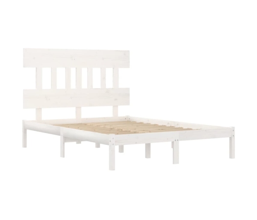 Estructura de cama madera maciza blanca King Size 150x200 cm