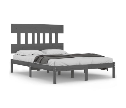 Estructura de cama madera maciza gris King Size 150x200 cm