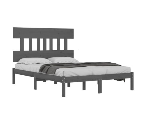 Estructura de cama madera maciza gris King Size 150x200 cm