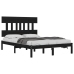 Estructura de cama madera maciza negra King Size 150x200 cm