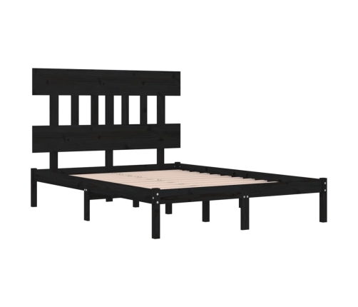 Estructura de cama madera maciza negra King Size 150x200 cm