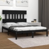 Estructura de cama madera maciza negra King Size 150x200 cm