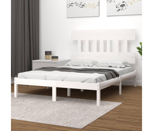 Estructura de cama madera maciza blanco 200x200 cm