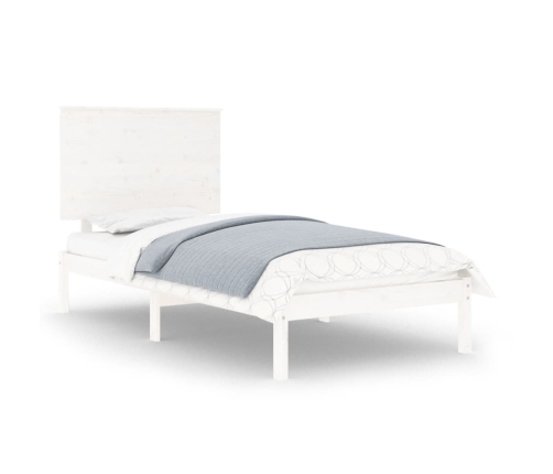 Estructura de cama individual madera maciza blanco 90x190 cm