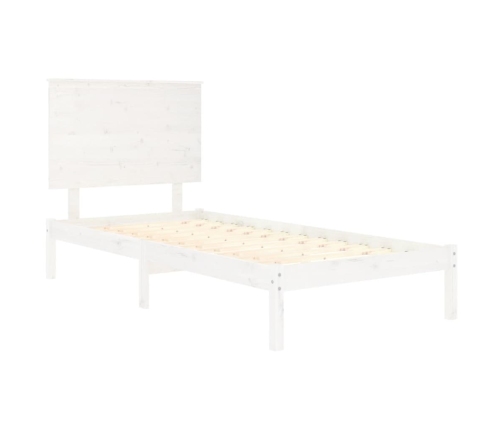 Estructura de cama individual madera maciza blanco 90x190 cm