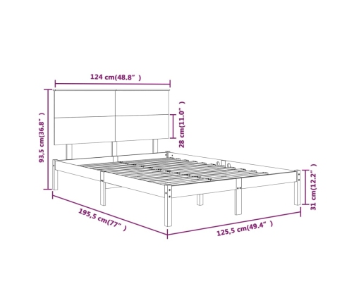 Estructura de cama madera maciza 120x190 cm